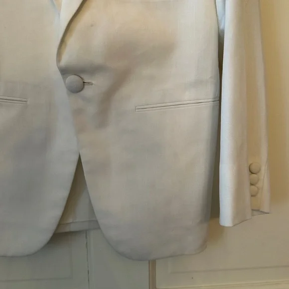 Elegant Vintage White tailored fit linen blazer - Picture 3 of 6